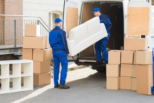 Packed boxes and furniture prepared for a home move in Camdentown
