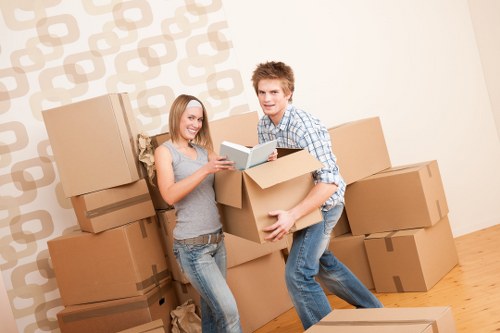 Preparing boxes and furniture for a moving truck in Camdentown